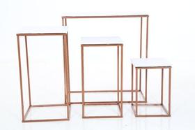 Conjunto Mesas Decorativas Cubo Rose Com Tampo Branco Conjunto Mesas Decorativas Cubo Rose Com Tampo Branco
