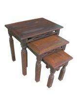 Conjunto Mesas Rústicas de Apoio Campone em Madeira de Demolição - Cód 1156