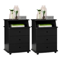 Conjunto Mesinha Decorativa de Cabeceira Apoio Cama Multimovel Luxo Gavetas Nicho EJ Cores