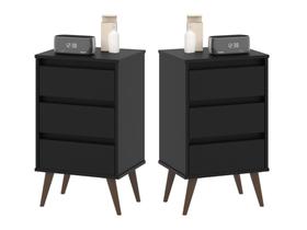 Conjunto Mesinha Decorativa de Cabeceira Apoio Cama Multimovel Wood Gavetas Nicho EJ Cores