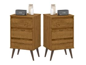 Conjunto Mesinha Decorativa de Cabeceira Apoio Cama Multimovel Wood Gavetas Nicho EJ Cores