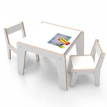 Conjunto Mesinha E 2 Cadeirinhas Infantil Criança Mesa Didática Educativa Mdf Branco