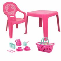 Conjunto Mesinha e Cadeira Menina Rosa Hora do chá