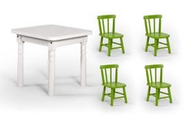 Conjunto Mesinha Infantil Branca com 4 Cadeiras Kids Verde - Straub Web
