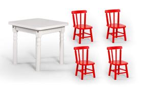 Conjunto Mesinha Infantil Branca com 4 Cadeiras Kids Vermelho - Straub Web
