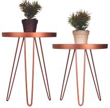 Conjunto Mesinha/lateral De Ferro Cobre -Vidro Espelhado