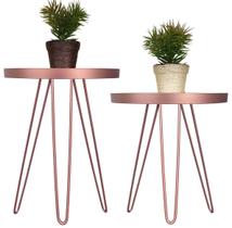 Conjunto Mesinha/lateral De Ferro Rose Gold - Vidro Espelhado