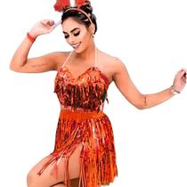 Conjunto Metalizado Fitilho Fantasia Carnaval Festas Franja