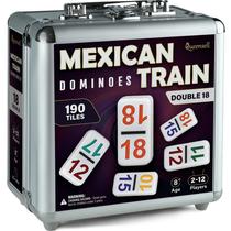 Conjunto Mexican Train Dominoes Queensell Double 18 com estojo