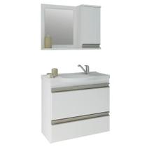 Conjunto MGM Kit Grécia Armário Com Cuba Espelheira 65cm 100% MDF 2 Compartimentos Cor Branco Conjunto MGM Kit Grécia Armário Com Cuba Espelheira 65cm 100% MDF 2 Compartimentos Cor Branco