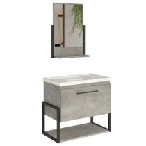 Conjunto MGM Kit Metalo Armário Com Cuba Espelheira 60cm 100% MDF 1 Compartimento Metalon Cor Cimento Conjunto MGM Kit Metalo Armário Com Cuba Espelheira 60cm 100% MDF 1 Compartimento Metalon Cor Cimento