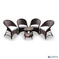 Conjunto Miami - 4 poltronas + Mesa Redonda