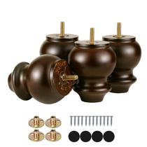 Conjunto Michanco de 4 polegadas para móveis de madeira maciça Legs Bun Feet Espresso
