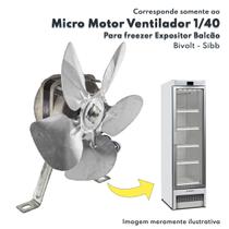 Conjunto Micro Motor Ventilador Bivolt 1/40 Com Helice Metalica 200mm e Suporte Para Freezer Balcão SIBB SMV-01/40-U