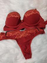 Conjunto microfibra com renda - tamanho G