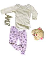 Conjunto Mijão Vira Pé e Body ML Canelado Laço Lilás