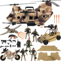 Conjunto Militar Liberty Imports Army Men - 26 Unidades com Helicóptero Conjunto Militar Liberty Imports Army Men - 26 Unidades com Helicóptero