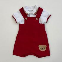 Conjunto Milon Infantil Bebes Meninos Body Polo e Jardineira Vermelha Verão Moda Kids 2001230 Conjunto Milon Infantil Bebes Meninos Body Polo e Jardineira Vermelha Verão Moda Kids 2001230