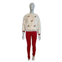 Conjunto Milon Inverno Casaco Pelinho Cereja Calça Vermelho Conjunto Milon Inverno Casaco Pelinho Cereja Calça Vermelho