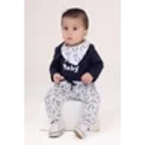 Conjunto Mini Baby Pandas Body Calça e Babador Bebê