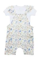 Conjunto Mini Bear Jardineira com Babados e Flores + Bata Branca (M/G) Conjunto Mini Bear Jardineira com Babados e Flores + Bata Branca (M/G)