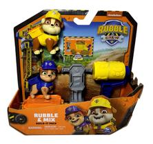 Conjunto Mini Boneco Cachorro Cachorrinho Personagem Desenho Infantil Patrulha Canina Rubble E Mix Com Acessórios Licenciado Nickelodeon