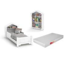 Conjunto Mini Cama c/Colchão e Estante Branca OFERTAMO Conjunto Mini Cama c/Colchão e Estante Branca OFERTAMO