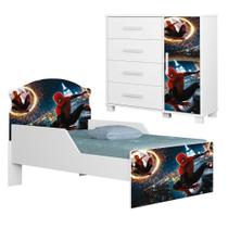 Conjunto Mini Cama Infantil e Cômoda Lívia 1 Porta 4 Gavetas Mdf Milani Movelaria