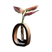 Conjunto Mini De Flores Em Madeira Sólida De Noz Decoração De Hotel Vaso De Planta De Vidro Simples