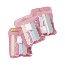 Conjunto Mini De Manicure E Pedicure Com Empurrador De Unhas De Madeira De Dupla Face, Lixa E Escova