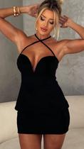 Conjunto Mini Peplum Black com Decote Profundo TAM P e M