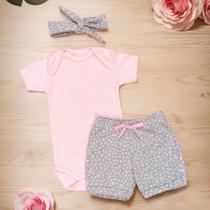 Conjunto Minimalista Curto Verão para Menina Corações Mescla