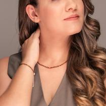 Conjunto Minimalista de Olho de Tigre com Fecho de Prata 925