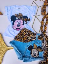 Conjunto Minnie menina 3 peças short jeans e t-shirt e lenço Cor:BrancoTamanho:6 Conjunto Minnie menina 3 peças short jeans e t-shirt e lenço Cor:BrancoTamanho:6