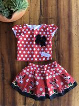 Conjunto Minnie Vermelha Saia E Blusa Temático Festa