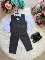Conjunto Miss Cherry Colete Davi Preto - Camisa, Gravata e Calça Conjunto Miss Cherry Colete Davi Preto - Camisa, Gravata e Calça
