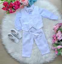 Conjunto Miss Cherry Social com Colete Branco e Calça Branca