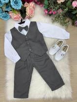 Conjunto Miss Cherry Social com Colete Cinza e Acessórios Conjunto Miss Cherry Social com Colete Cinza e Acessórios