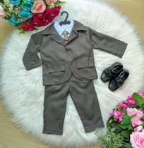 Conjunto Miss Cherry Social Terno - Blazer e Calça Listrada Verde Militar