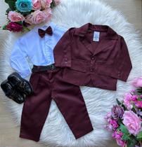 Conjunto Miss Cherry Social Terno - Blazer Marsala Gabriel para Casamento e Batizado Conjunto Miss Cherry Social Terno - Blazer Marsala Gabriel para Casamento e Batizado