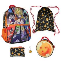 Conjunto: mochila, lancheira, bolsa com cordão, chaveiro, estojo para lápis Dragon Ball Z Bioworld Conjunto: mochila, lancheira, bolsa com cordão, chaveiro, estojo para lápis Dragon Ball Z Bioworld