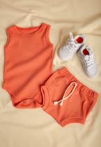 Conjunto Moda Bebê canelado Tangerina Conjunto Moda Bebê canelado Tangerina