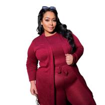 Conjunto Moda Feminina Lã Plus Size Grande Tendencia Elegant