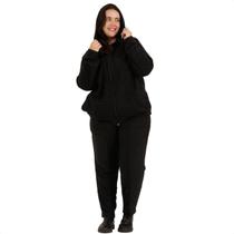 Conjunto Moda Inverno Plus Size Conjunto Feminino Plush Bouclê com Capuz 202324A