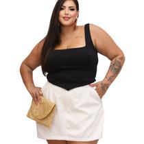 Conjunto Moda Plus Size Feminina Cropped Corset e Short Saia Balada