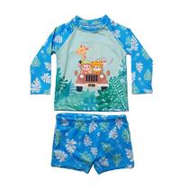 Conjunto Moda Praia Infantil Bebê 03 a 06 Meses Proteção Solar Uv50+ Everly