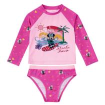 Conjunto Moda Praia Verão Infantil Minnie Blusa Térmica UV Calcinha