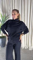 Conjunto Modal Blusa com Gola Alta e Calça Pantalona Conjunto Modal Blusa com Gola Alta e Calça Pantalona