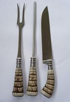 Conjunto Modelo AL 8 Polegadas garfo, faca, chaira -cabo resina rabo tatu