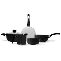 Conjunto Moderno De Panelas Tampa De Vidro 5 Peças Antiaderente Design Elegante